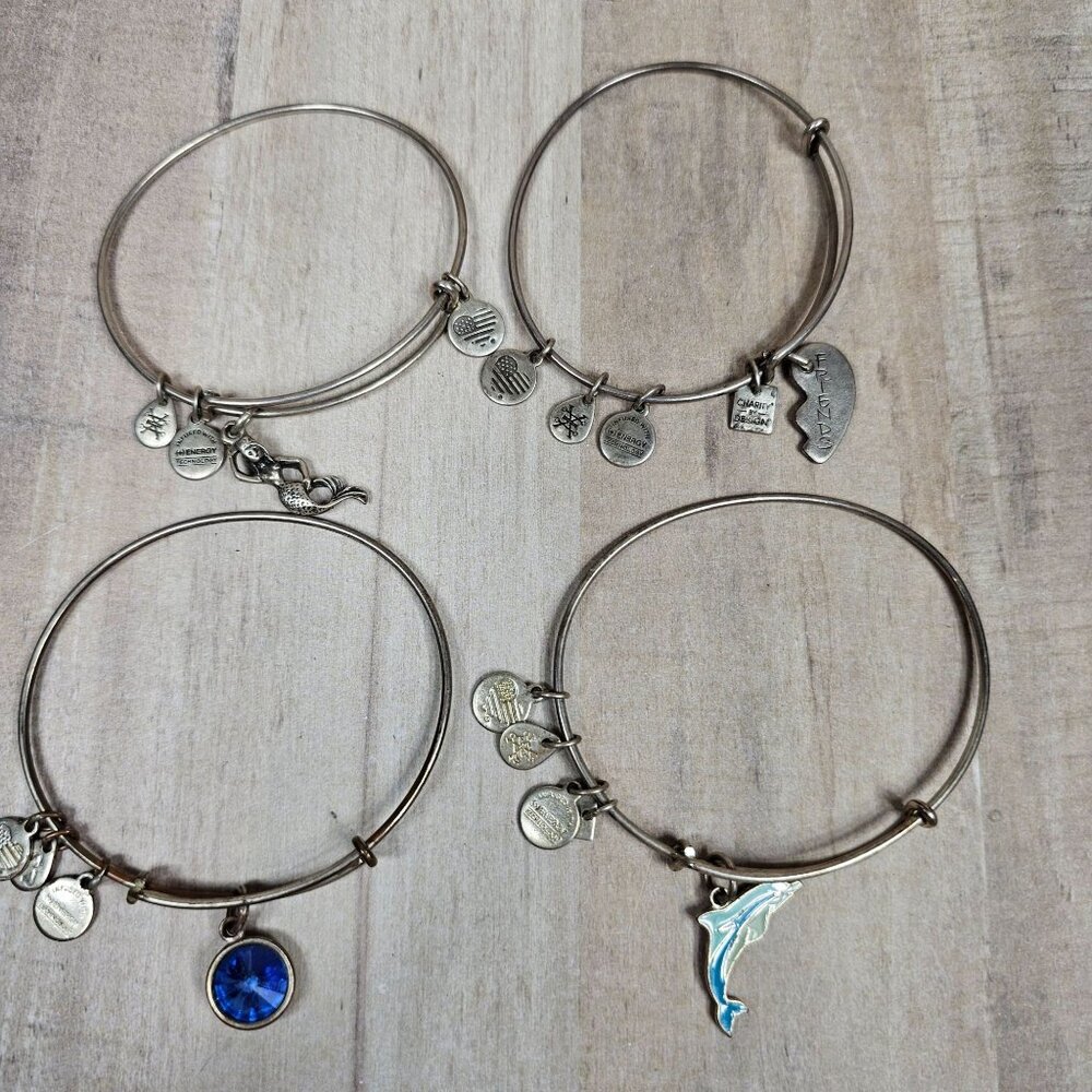 Alex & Ani Bracelet Lot Of 4 Jewelry Mermaid Dolphin Friends Charms